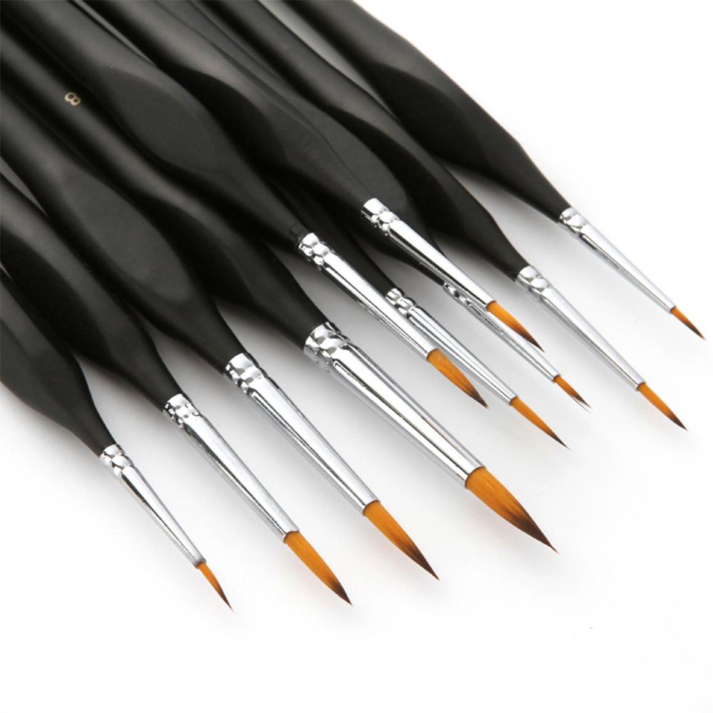 Набор кистей для рисования деталей, 10 шт., профессиональные миниатюрные художественные кисти для рисования, нейлоновые волосы