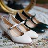 Мода 2025 Ретро Женские Туфли Мэри Джейн Современная Классика Танго Джаз Стандартные Бальные Латиноамериканские Танцевальные Туфли Белый Сатин На Каблуке