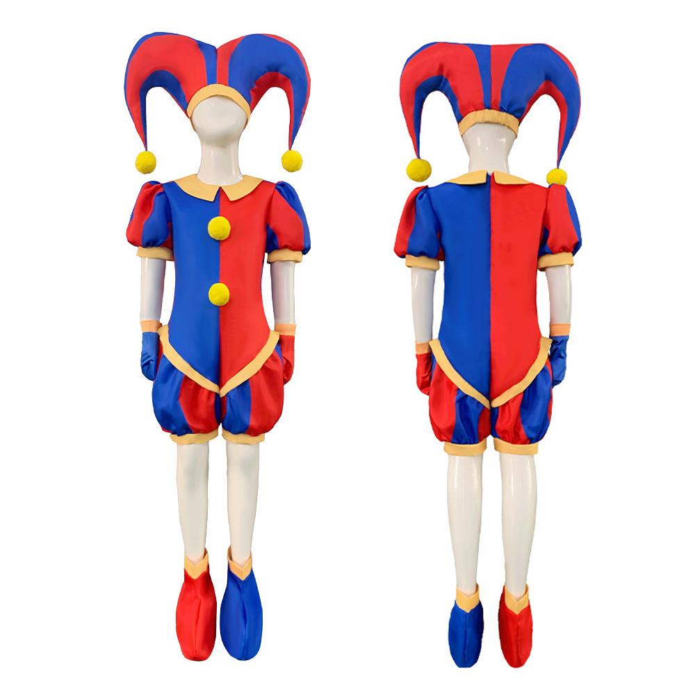 Pomni Cosplay Costumes Cute Clown Character Clothes Jumpsuit Cap Shoe Covers Clown Costumes For Parties And Stage Performances
