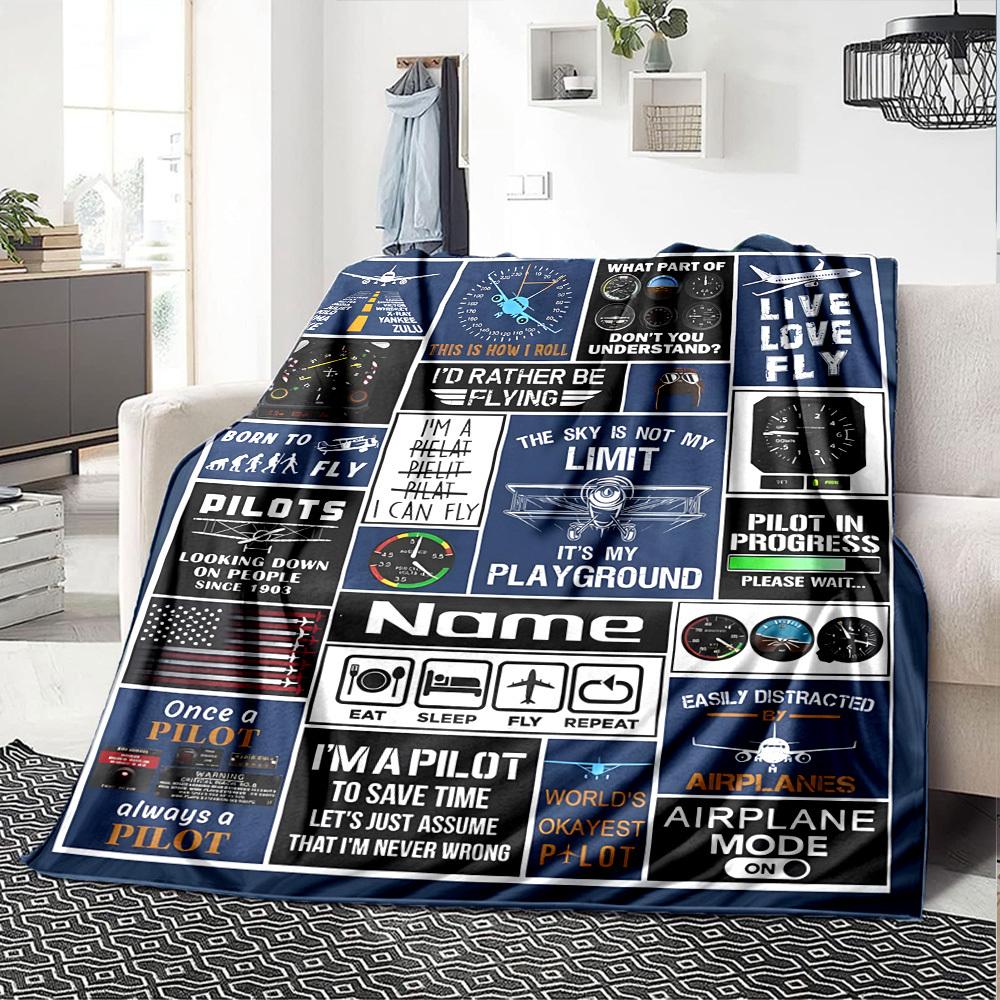 Aviationthemed Home Customize Your Name Blankets Comfortable Soft Lightweight Allseason Multipurpose Blanket For Picnics Sofas Offices Beds Living
