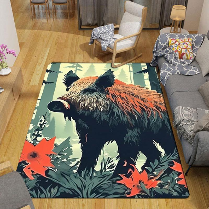 Wild Boar Rug Floor Mat for Living Room or Bedroom Soft and Comfortable Carpet a Gift for Birthday and Holiday.MFF0918611