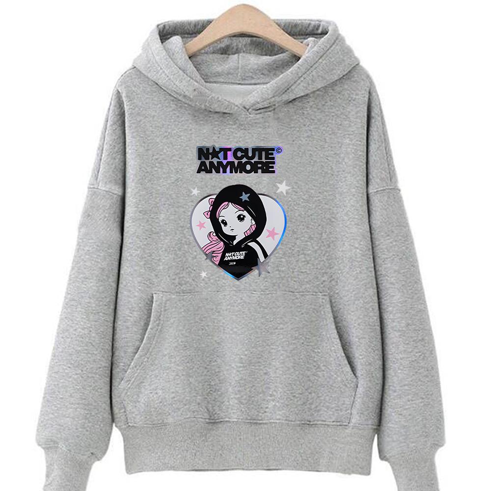 Корея K-pop ILLIT Толстовки Группа ILLIT Больше не милые Принт Одежда Мужчины Женщины Тренд Y2k Пуловер Унисекс Повседневный Флис Уличная одежда