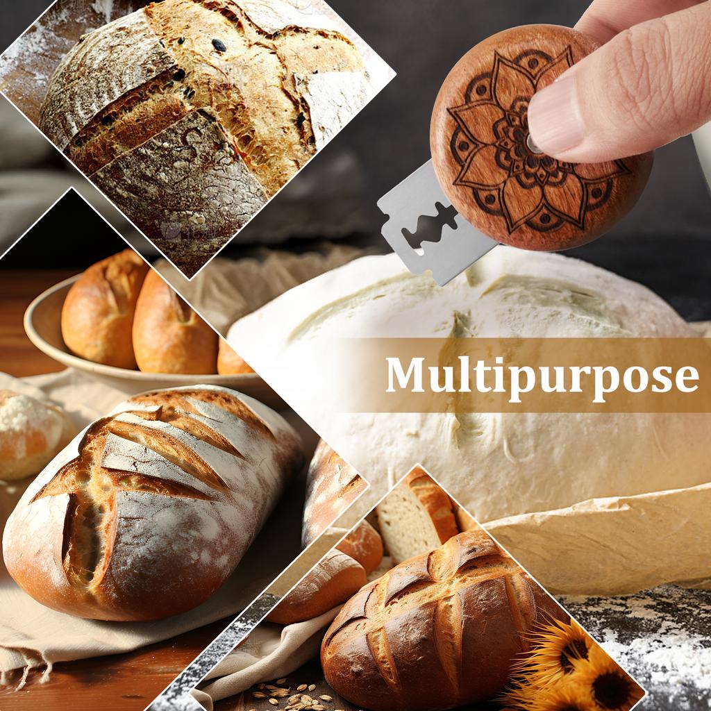 Инструмент Ламе для хлебопекарни Деревянный скребок Нож/слайсер/резак для хлеба Тесто пекарское Инструмент для надрезания теста Ламе с лезвием Портативный инструмент для надрезания хлеба