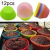 Puntos Reusable Silicone 12Pcs Cake Liner Muffin Chocolate Cupcake Moulds Bakeware Cup