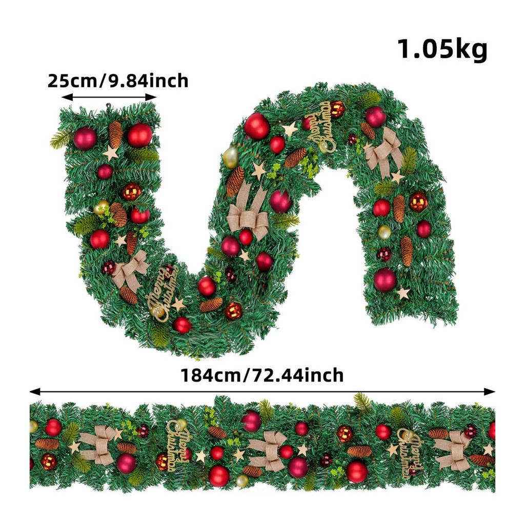 Christmas Rattan Garland Decorative Staircase Fireplace Christmas Decoration Xmas Tree Rattan Banner Home Stair Pendant