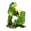 Зеленая смоляная фигурка пары лягушек, держащих цветок - милое настольное украшение для праздничного подарка