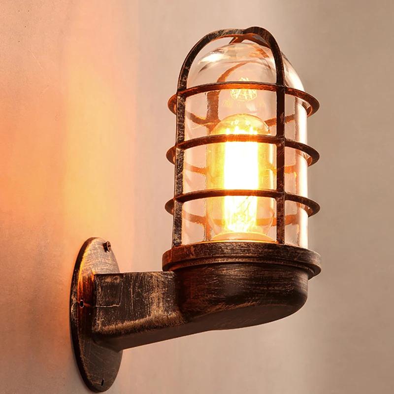 Retro Glass Wall Lamp Vintage Industrial Luster Wall Light Home Decor Light Fixture For Loft Aisle Bar Indoor Courtyard Outdoor