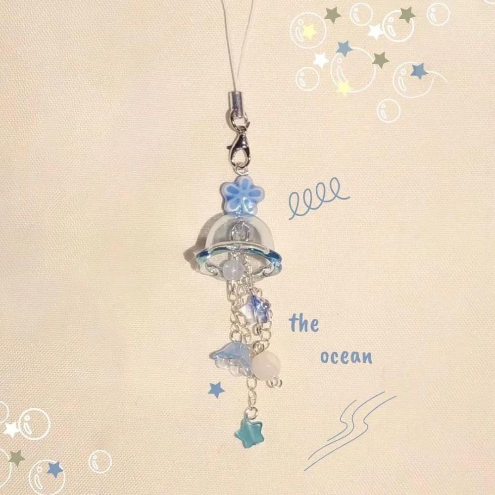 Transparent Phone Charm Star Flower Bead Phone Charm Pendant Mobile Phone Chain Bag Accessories