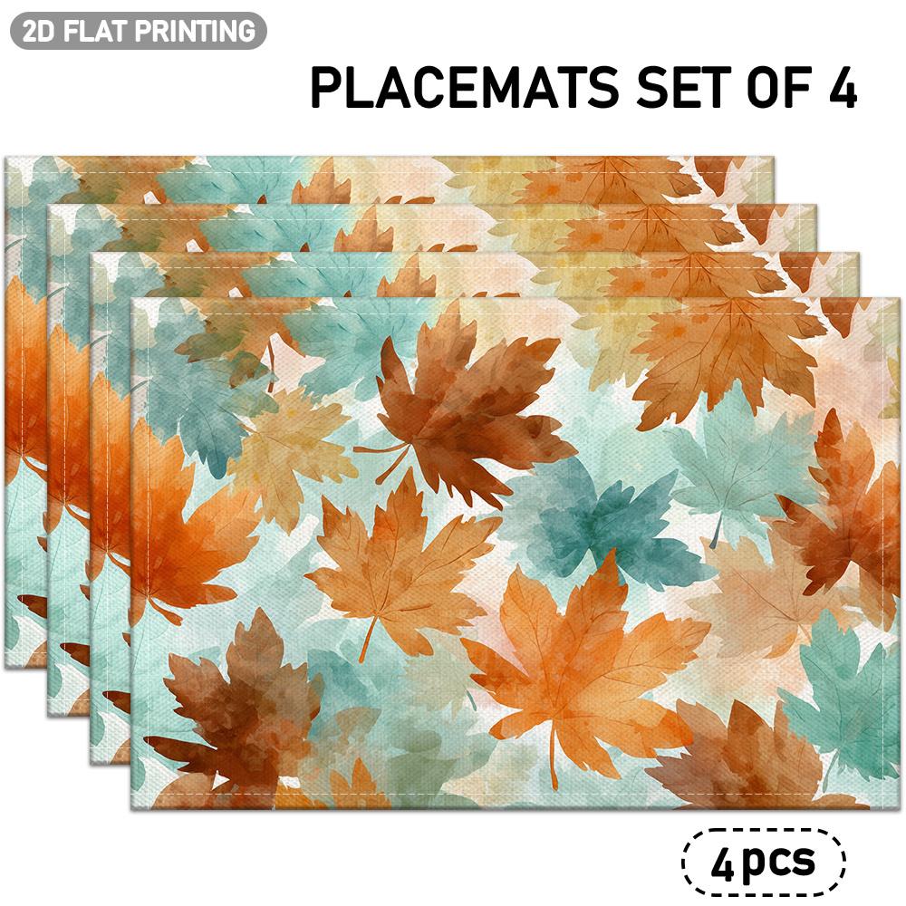 4/6pcs, Multicolor Maple Leaf Pattern Placemats, Autumn Theme Design, Suitable for Indoor/Outdoor Party Restaurant Decoration, Kitchen Table Decor, Ho