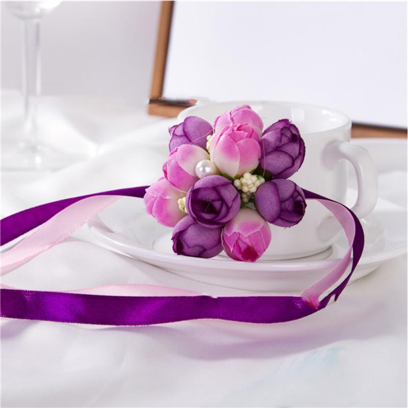 Корсаж на запястье, браслет невесты из искусственного шелка с цветком, свадебные аксессуары, рука сестры