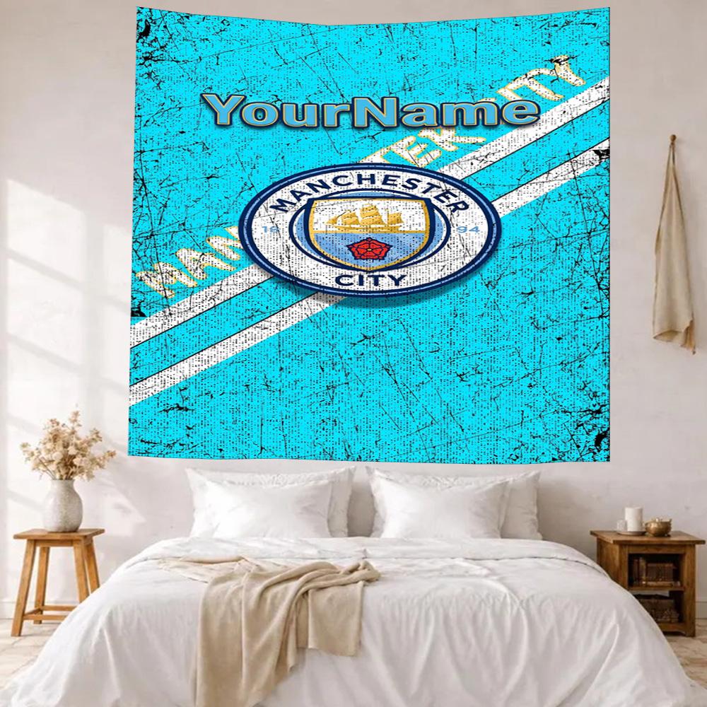Manchester City Custom Your Name Wall Decor Tapestry Art For Pet Memorial Birthdaywedding Party Backdrop Family Gift