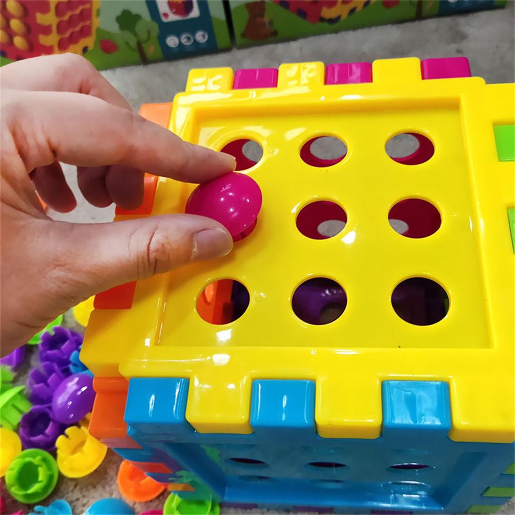 Large Bead Building Blocks Cube Toy Large Particle For Kids Educational Color Sorting