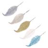 5Pcs Christmas Tree Decoration Clip On Feather Glittery Baubles Ornament