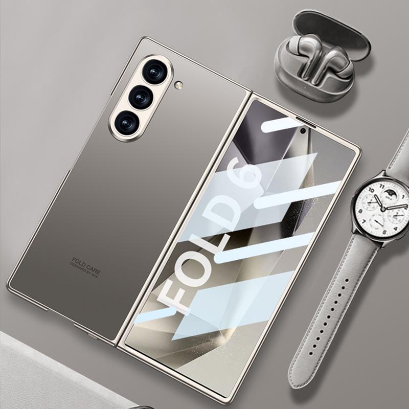 Модный чехол с покрытием, приятным на ощупь, для Samsung Galaxy Z Fold 7 6 5 4 3, защищающий от падений, с защитной пленкой для экрана