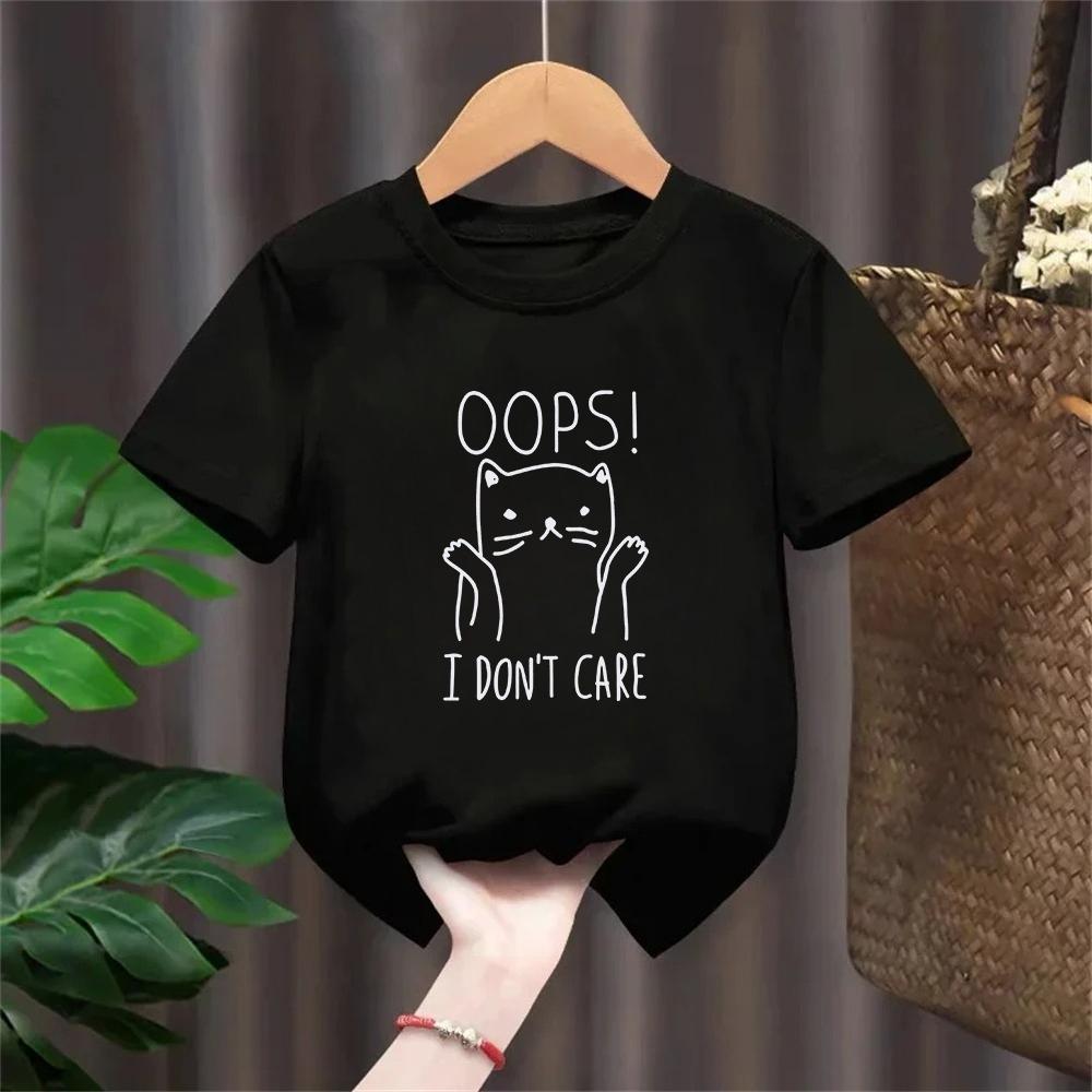 Cute and Novel Kids Simple Brush Drawing Cat T Shirt Harajuku Vintage Tshirt Fashion Girl Boy T Shirt