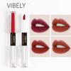 VIBELY Double Head Lip Glaze Non-Stick Watery Mirror Lip Glaze Raincoat Lipstick Setting Set