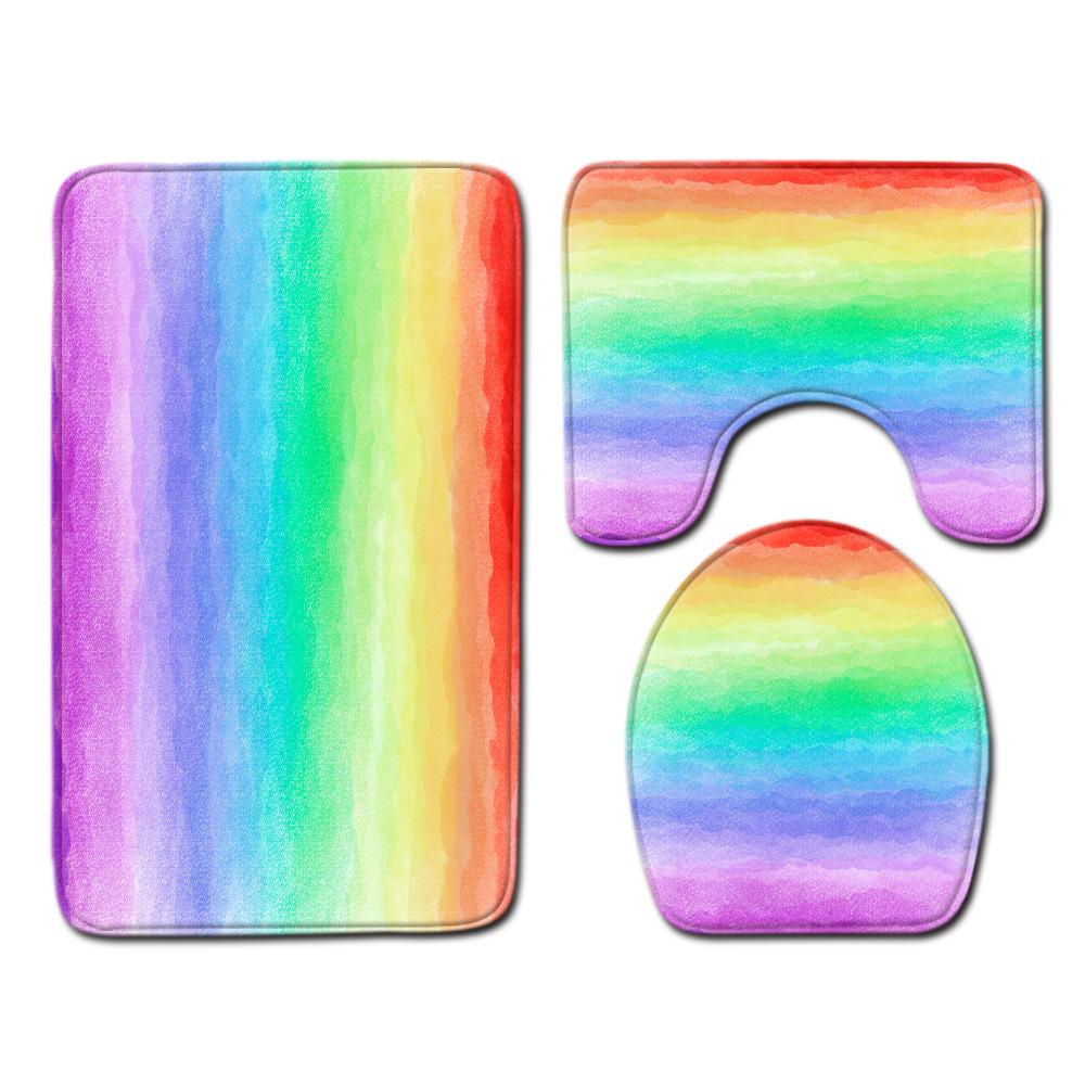 Gradual Change Pattern Toilet Floor Mat Three-Piece Bathroom Three-Piece Carpet Door Mat