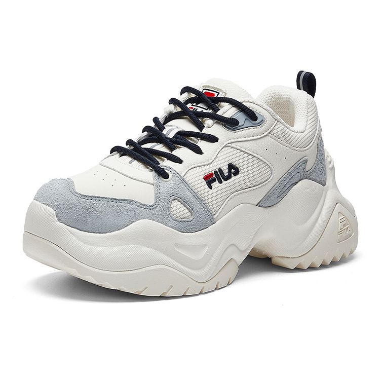 Fila Поза Ткань Синтетическая кожа Круглый носок На шнуровке Амортизирующие Нескользящие Износостойкие Низкие Папины кроссовки Женская кроссовка Белый Серый F12W941128FGD