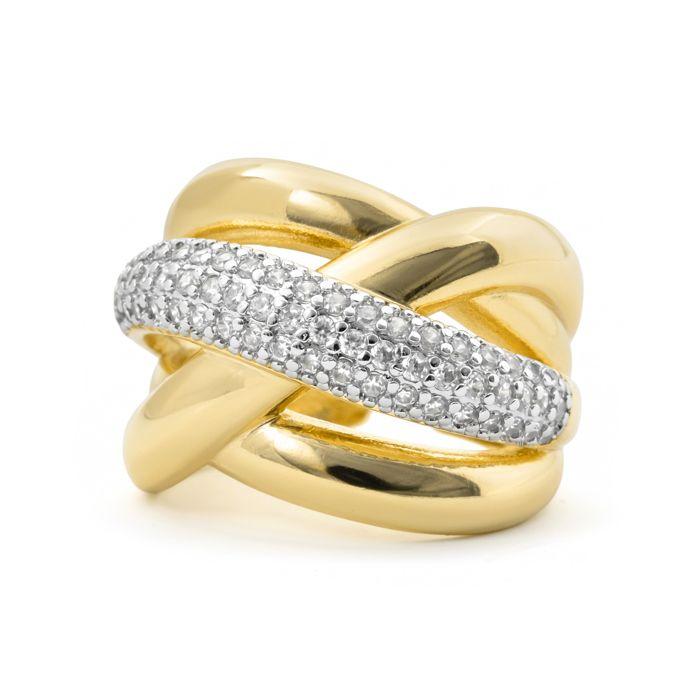Anneau - LUXENTER - Prukah - Plaqué or 18 carats - Oxyde de zirconium - Largeur 16,4 mm