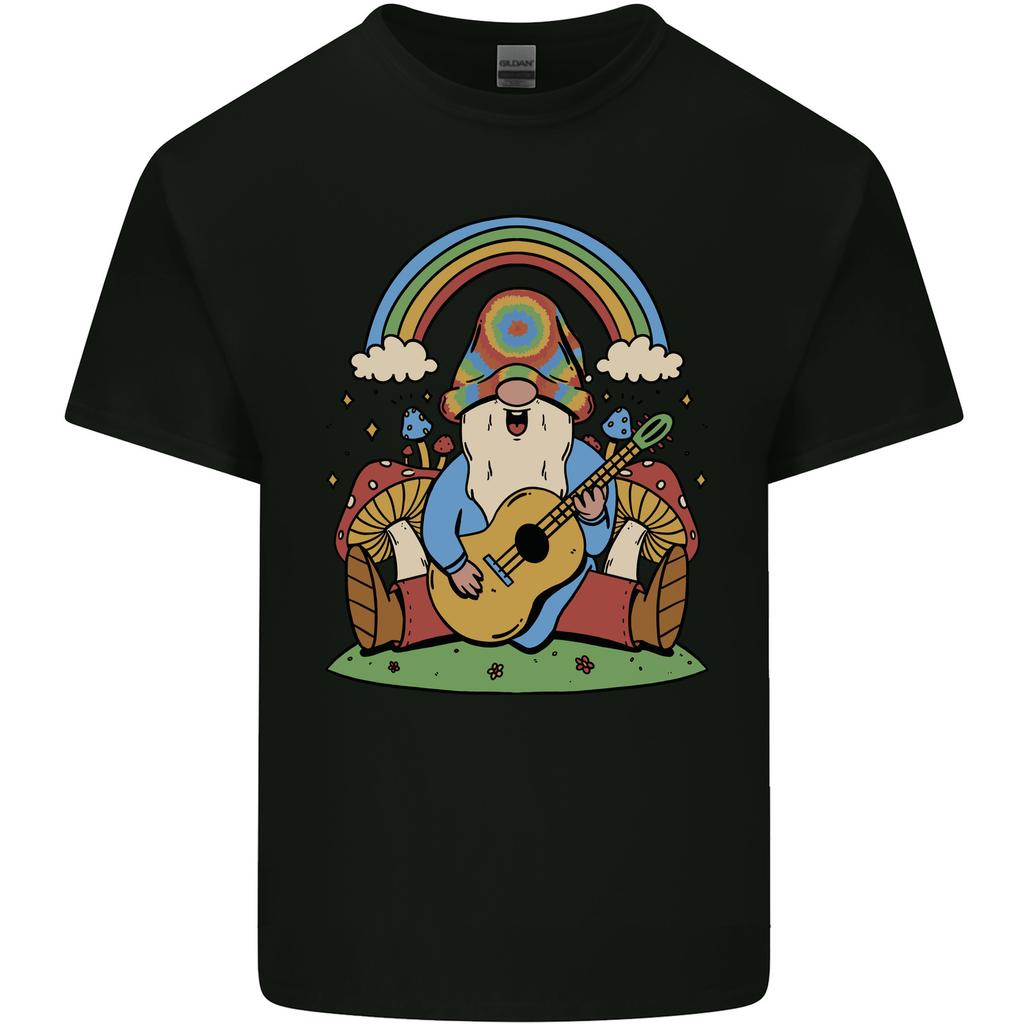 Trippy Guitar Hippy Gnome Magic Mushrooms Unisexs Light Cotton TShirt