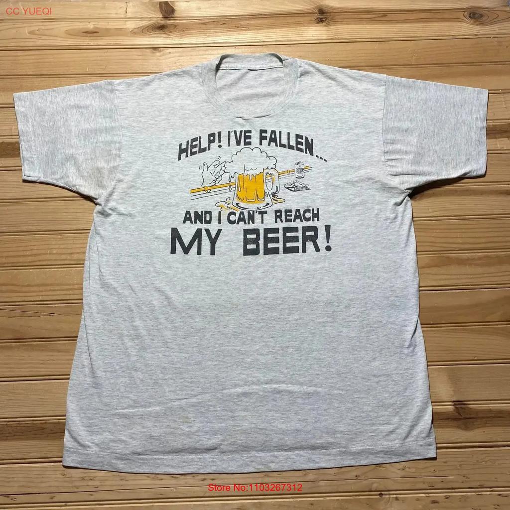 Vintage 90s Help Ive Fallen And I Cant Reach My Beer Funny T Shirt Xl Vintage Breathable Comfortable Graphic Fashion