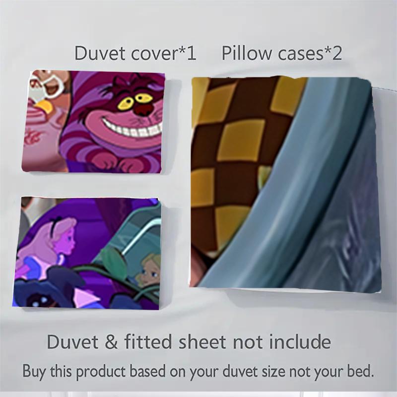 3Pcs Alice Wonderland Bedding Sets For All Sizes New 3D Printed Bed Cover Comforter Duvet Cover Pillowcase Bedroom Decoration