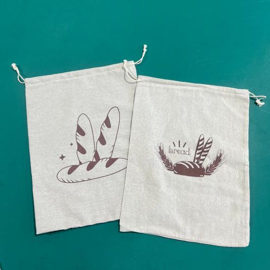 Yousheng Drawstring Bread Bag Reusable Linen Bread Storage Bag Homemade Loaf Bread Container Unbleached Food Dry Fruits Bag Kitchen Gadgets