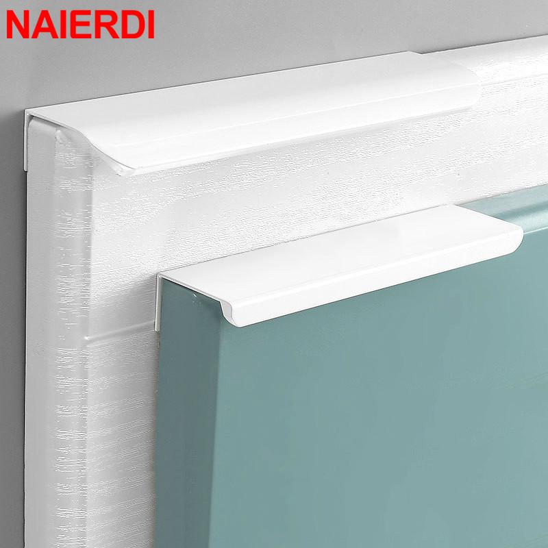 NAIERDI 800mm White Hidden Cabinet Pulls Drawer Knobs Long Pull Aluminum Alloy Kitchen Cupboard Furniture Handles Cabinet Knob