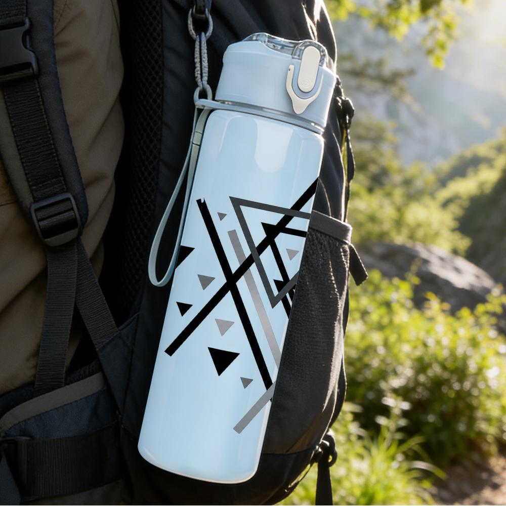 1PC Intersecting Triangle Geometric Shape 750ml Color Plastic Water Bottle Leakproof Flip Straw Lid For Sports Office Home Use