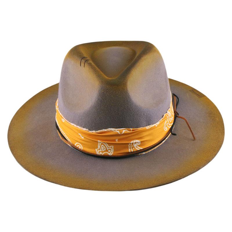 Hot Sale Pork Pie Top Hat Woolen Hat Ringed British Men's Ladies Jazz Hat