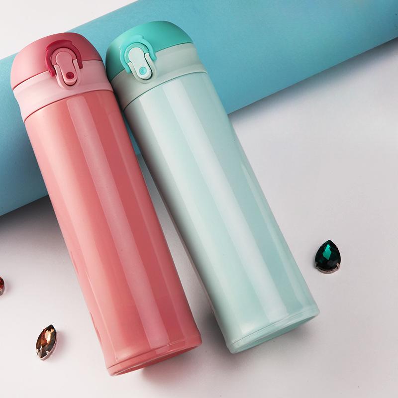 Stainless Steel Mug Simple Lightweight Bounce Cover Portable Straight Cup High Value Water.