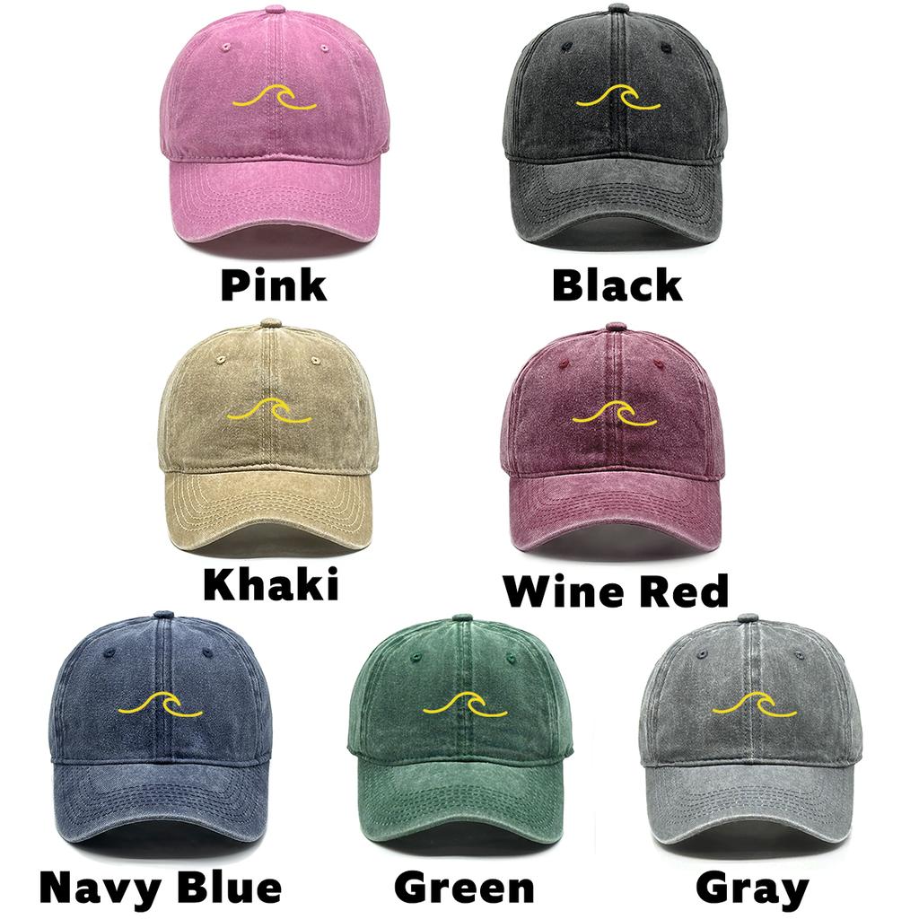 Unisex Baseball Cap 9 Colors Ocean Wave Print Snapback Cap Stylish Adjustable Buckle Snapback Baseball Caps One Size Fits All