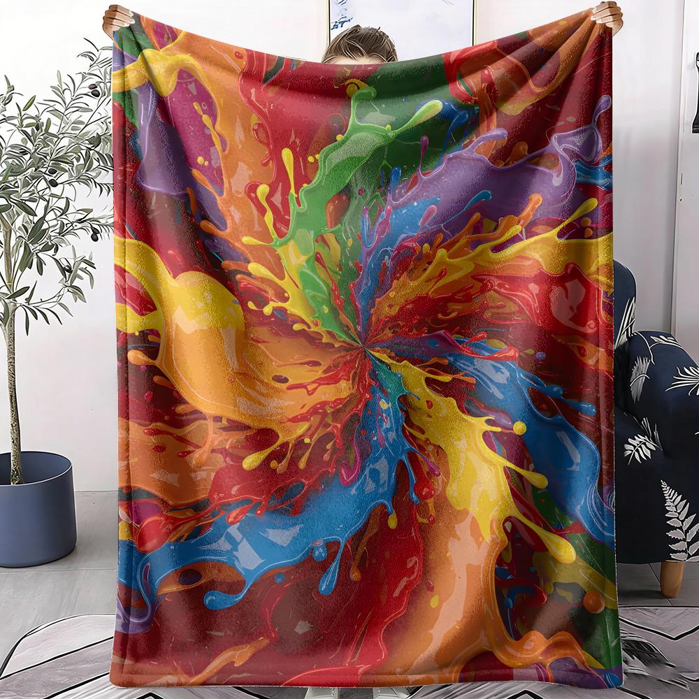 Abstract Paint Swirl Throw Soft Flannel AC Blanket Lightweight Summer Nap Throw Cozy Blanket for Sofa Bed Travel Home