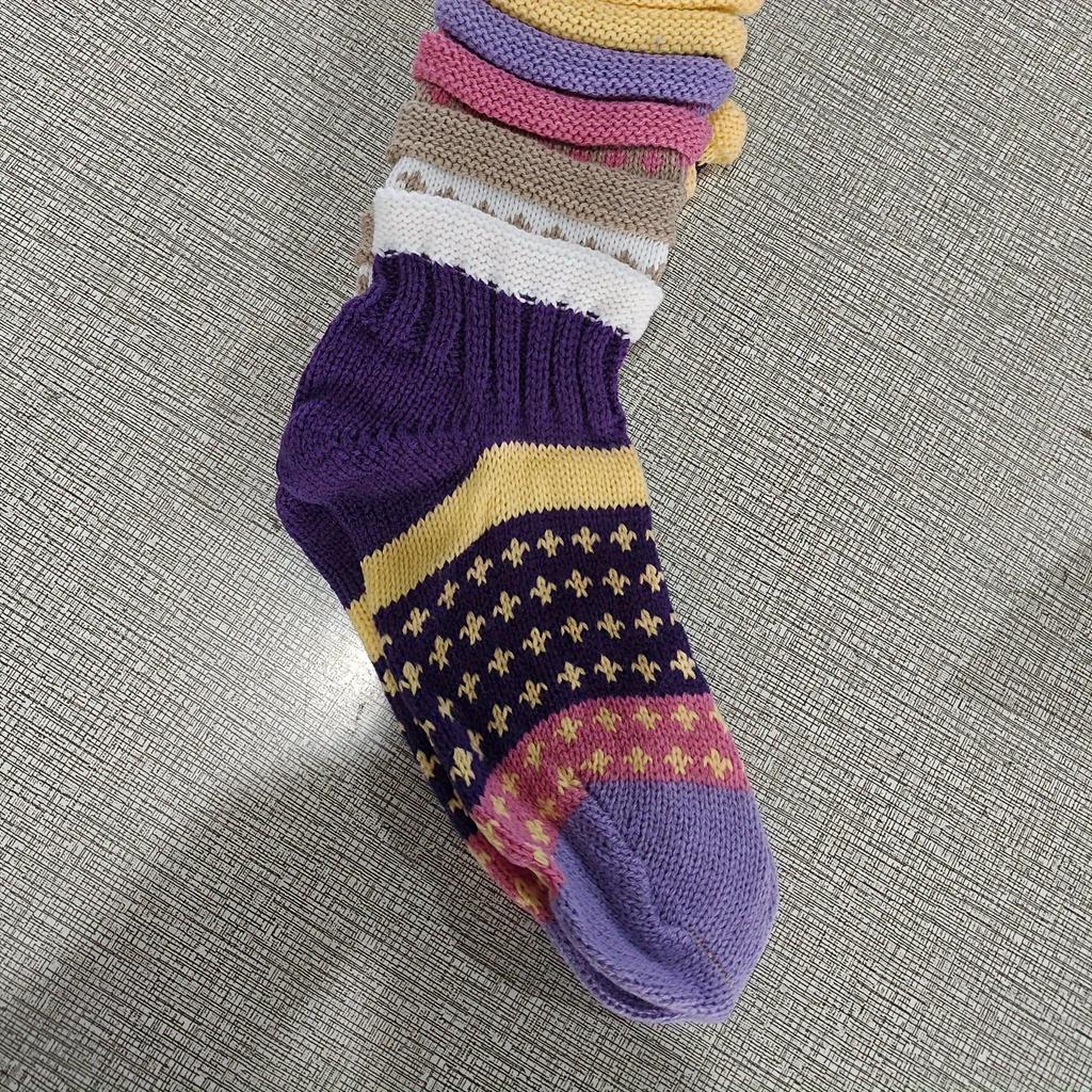 Autumn and Winter Colorful Patchwork Knitted Floor Socks, Warm Fashionable Comfortable Breathable Mid-calf Socks, Women's Socks with Stockings