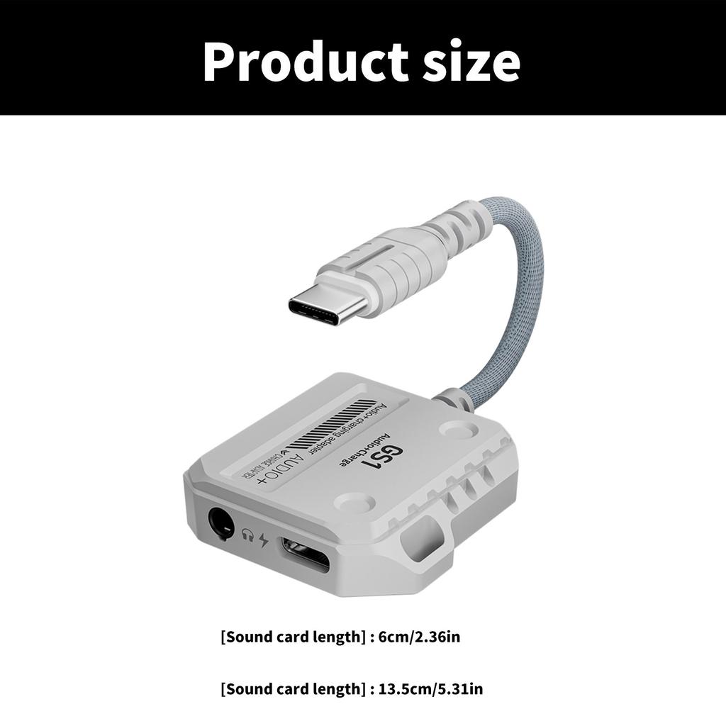 Адаптер быстрой зарядки USB C 2 в 1 с высоким разрешением звука и мощностью 60 Вт, подходит для любителей игр и музыки