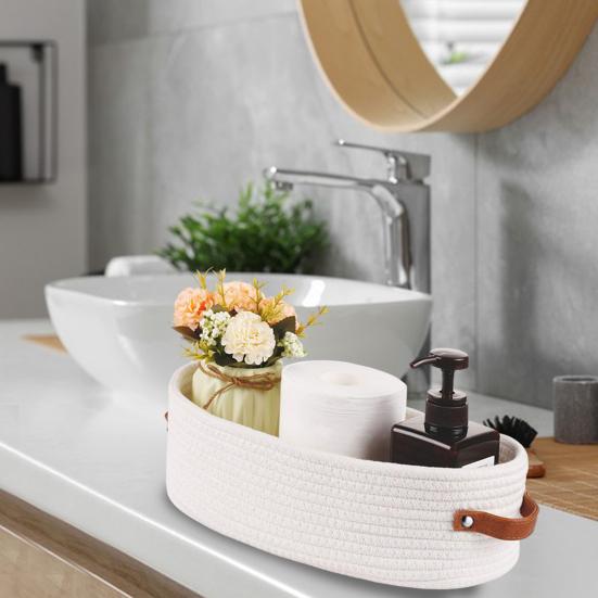 Маленькая корзина для хранения с ручкой, маленькая плетеная корзина, декоративная полка для домашних животных, органайзер для домашнего офиса, мини