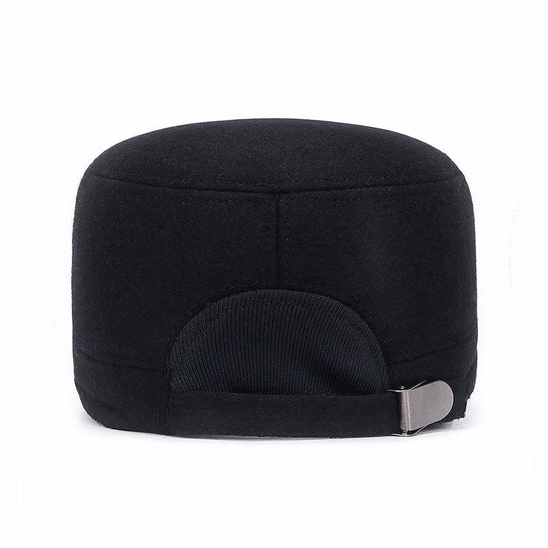 Мужская шерстяная зимняя кепка с плоским верхом, кожаная шляпа с полями, мужская шляпа в стиле милитари, теплая кепка с ушками