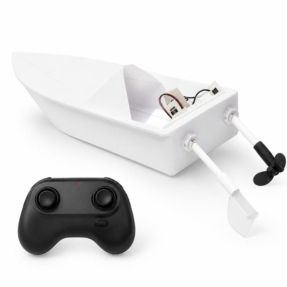 Modular Assembly RC Paper Boat Dual Propulsion DIY Boat Kit STEM Boat Model Indoor Activity