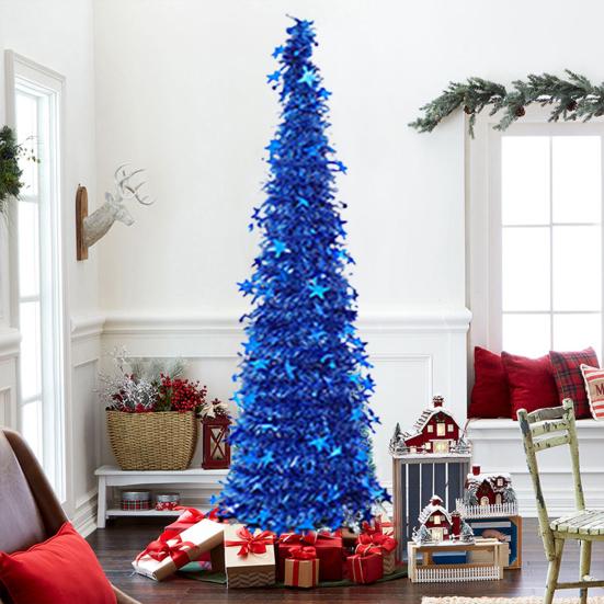 Yousheng 5FT Рождественская елка-карандаш с устойчивым основанием, блестящая снежинка, складная, реалистичная, праздничная, для дома и улицы, рождественская елка, украшение, праздничный подарок