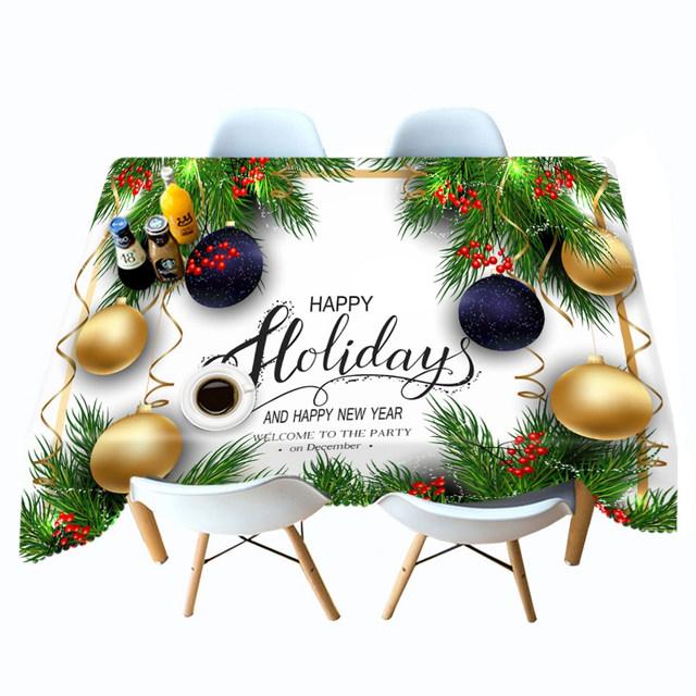 Thicken Cotton Christmas Tablecloth Fireplace Christmas Socks Pattern Rectangular Round Table Cloth For Wedding Picnic Party