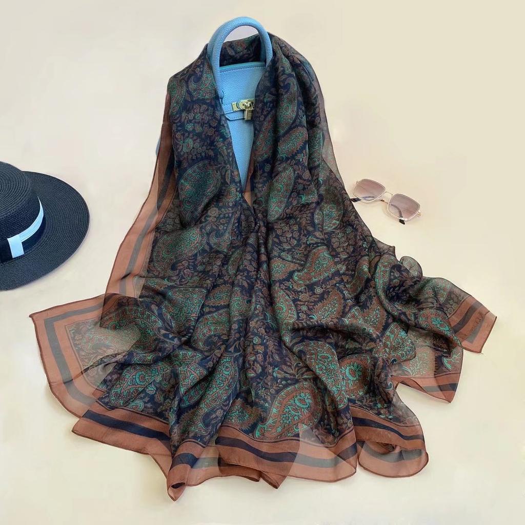 Women's Fashion Scarf Polyester Mature Style with Plant Pattern - Large Beach Shawl Wrap, Decorative Sun-Proof and Windproof