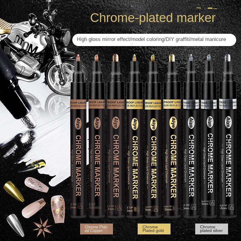 High-gloss Mirror Chrome Marker Metal Reflective Paint DIY Up To Plastic Model Nail Art Metal Pen