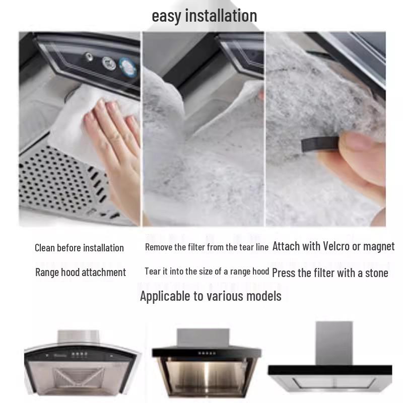 Японский кухонный фильтр, устойчивый к высоким температурам: Впитывающая масло хлопковая сетка, Защитная наклейка от дыма, Огнестойкая