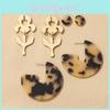 Print Trendy Leopard Acetate Stud Earrings With Bold Alloy Star Design Summer 2021