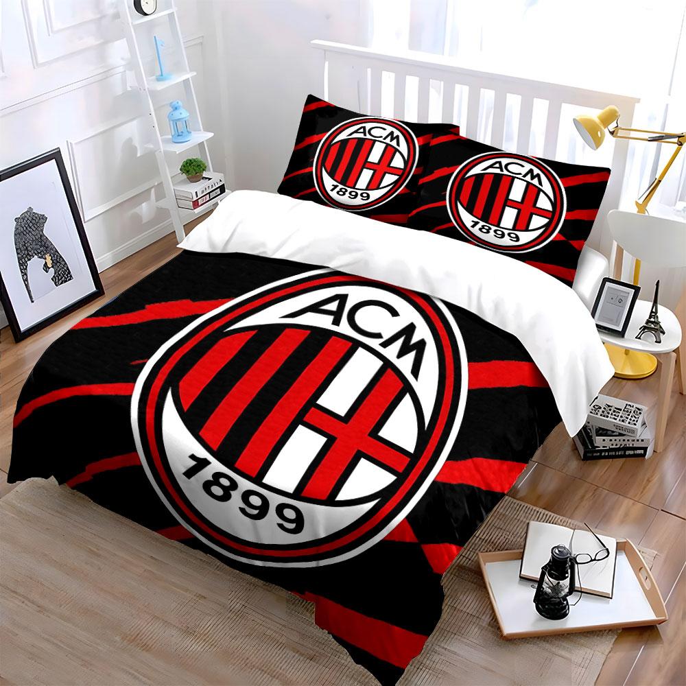 AC Milan Logo Bedding Set Bedding Duvet Cover Set Duvet Cover Pillowcases (1 * Duvet Cover 2 * Pillowcases, without duvet insert)