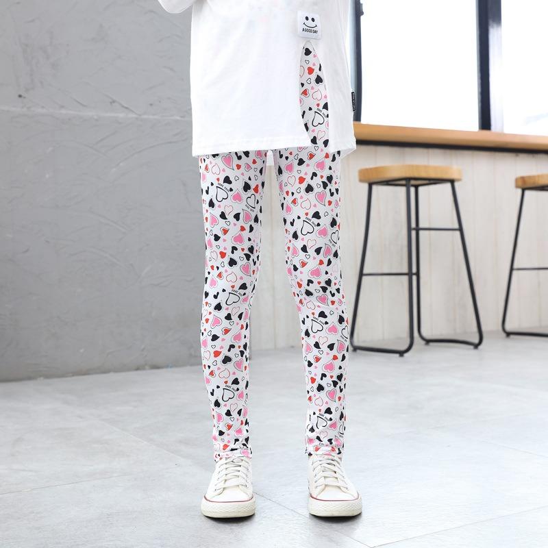 Детская одежда, детские нижние брюки, весенне-осенние облегающие брюки с принтом для девочек, летние брюки