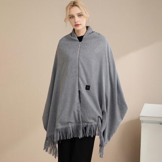 USB Накидка-шаль с подогревом для женщин, портативное носимое одеяло с подогревом с кисточками, интеллектуальный контроль температуры, шарф с подогревом для зимы