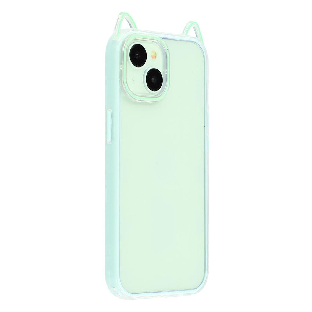 For iPhone 13 Case Cat Ear Design TPU+Acrylic Clear Phone Back Cover