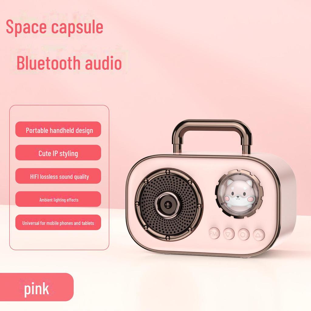 Портативный ретро мини Bluetooth-динамик с USB, TF-картой, FM и высококачественным звуком для использования на открытом воздухе