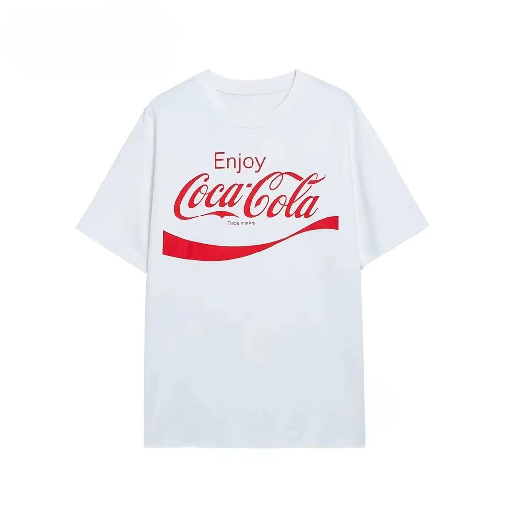 New Classic Retro Cola Logo Street Trendy Brand Tshirt Cotton Graphic Tee Unisex Unisex Summer Streetwear